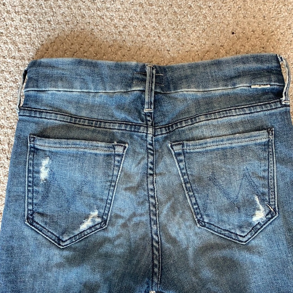 MOTHER Dark Wash Ripped Jeans